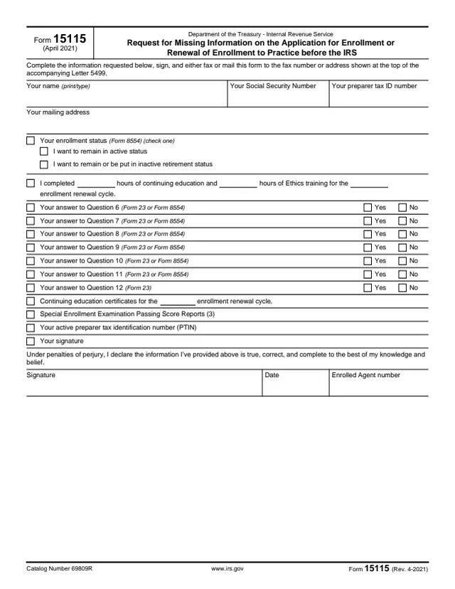 Page 1 of form 15115