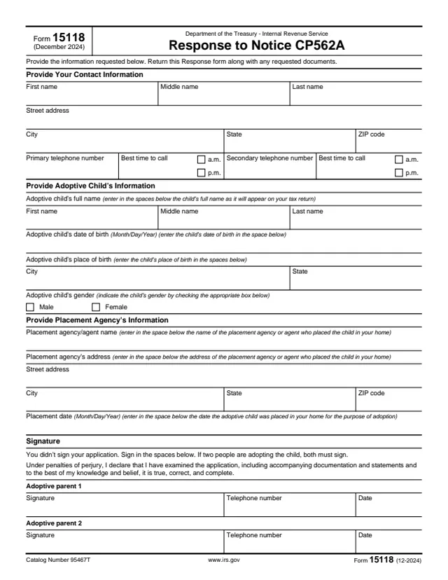 Page 1 of form 15118