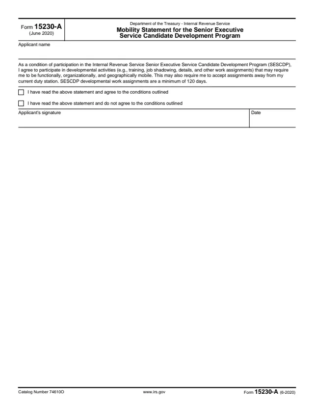 Page 1 of form 15230-A