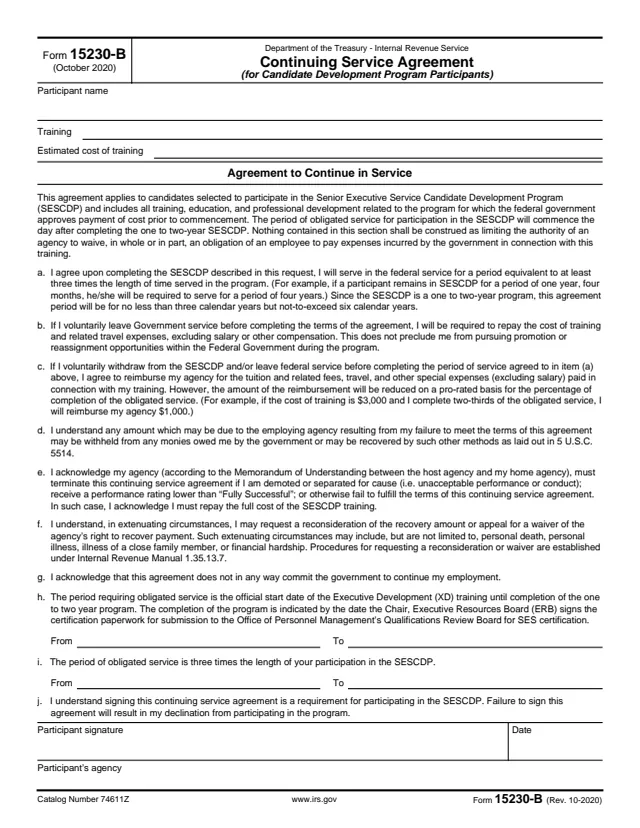 Page 1 of form 15230-B