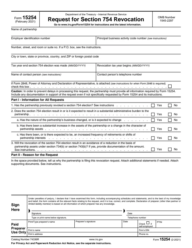 Page 1 of form 15254