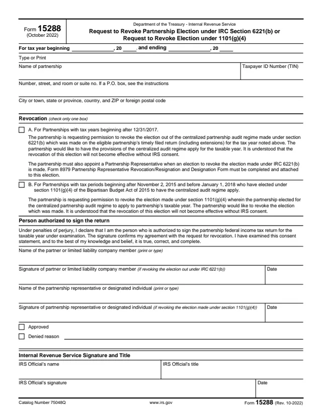 Page 1 of form 15288