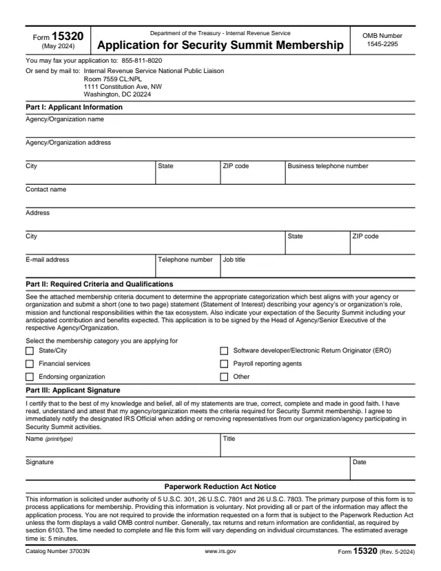 Page 1 of form 15320