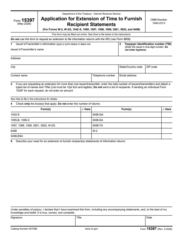 Page 1 of form 15397