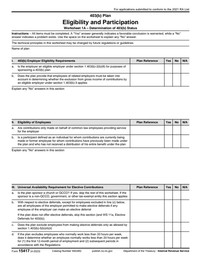 Page 1 of form 15417