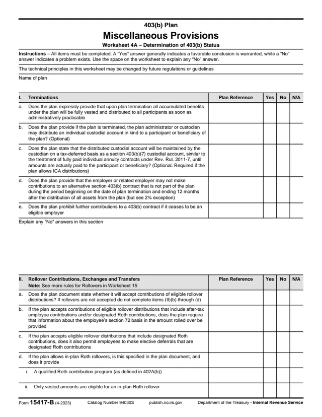 Page 1 of form 15417-B
