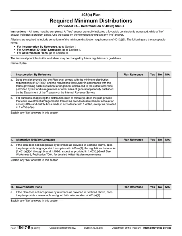 Page 1 of form 15417-E