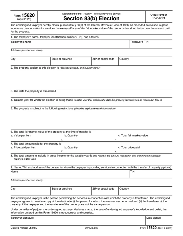 Page 1 of form 15620