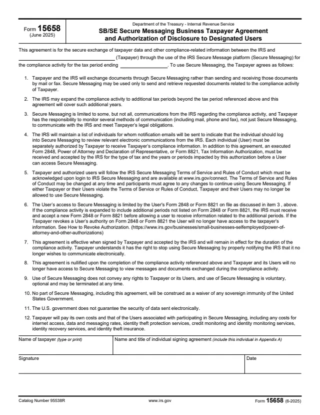Page 1 of form 15658