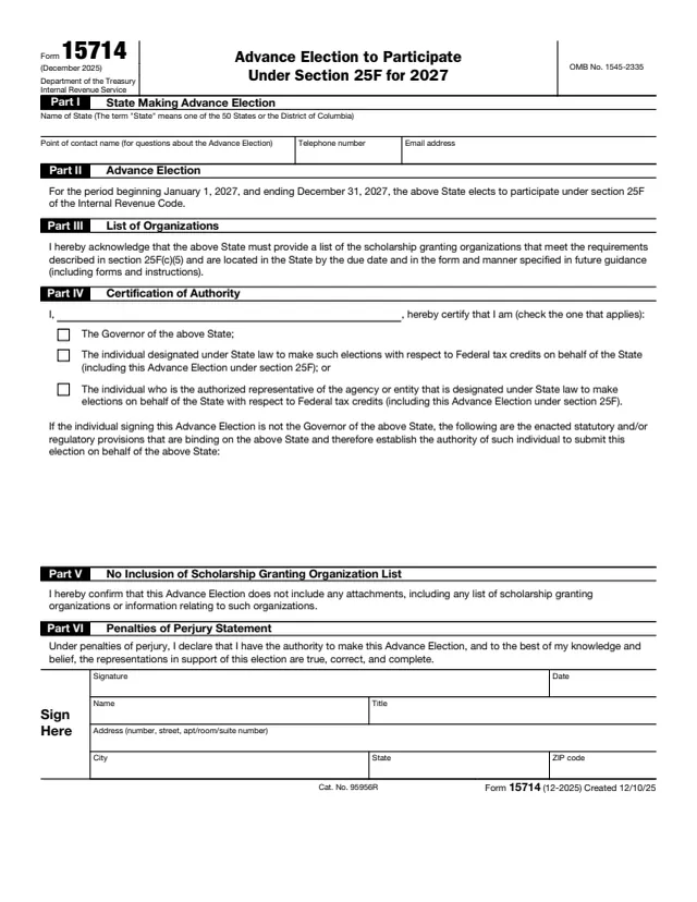 Page 1 of form 15714