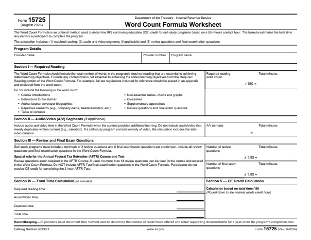 Page 1 of form 15725