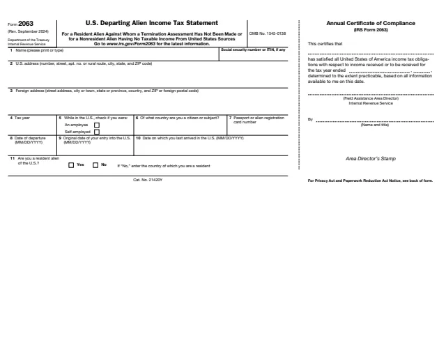 Page 1 of form 2063