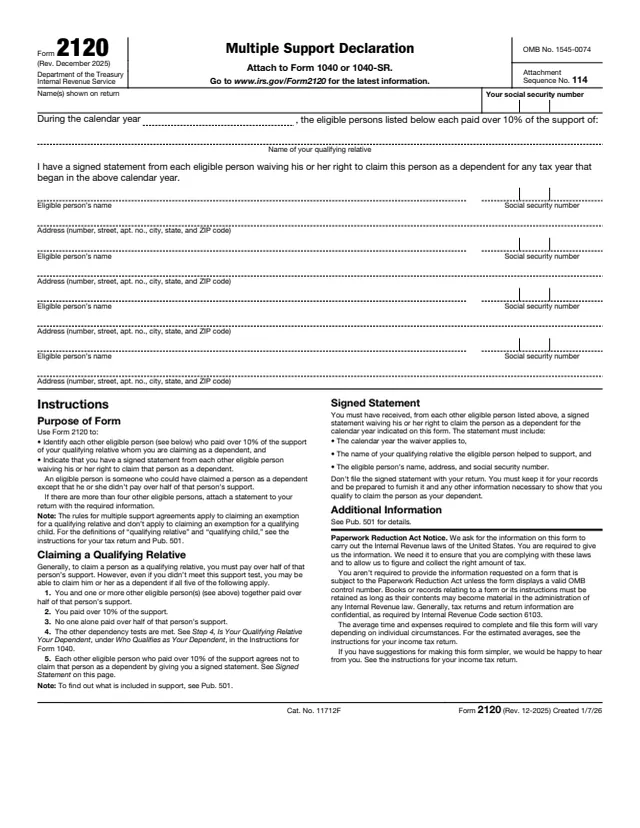 Page 1 of form 2120