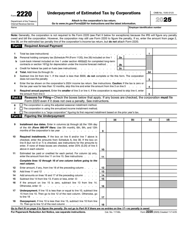 Page 1 of form 2220