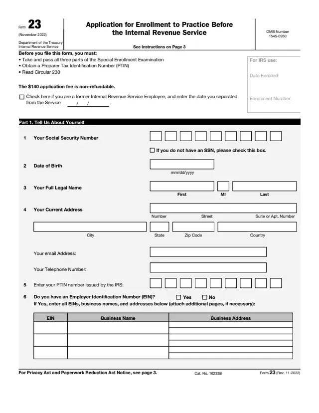 Page 1 of form 23