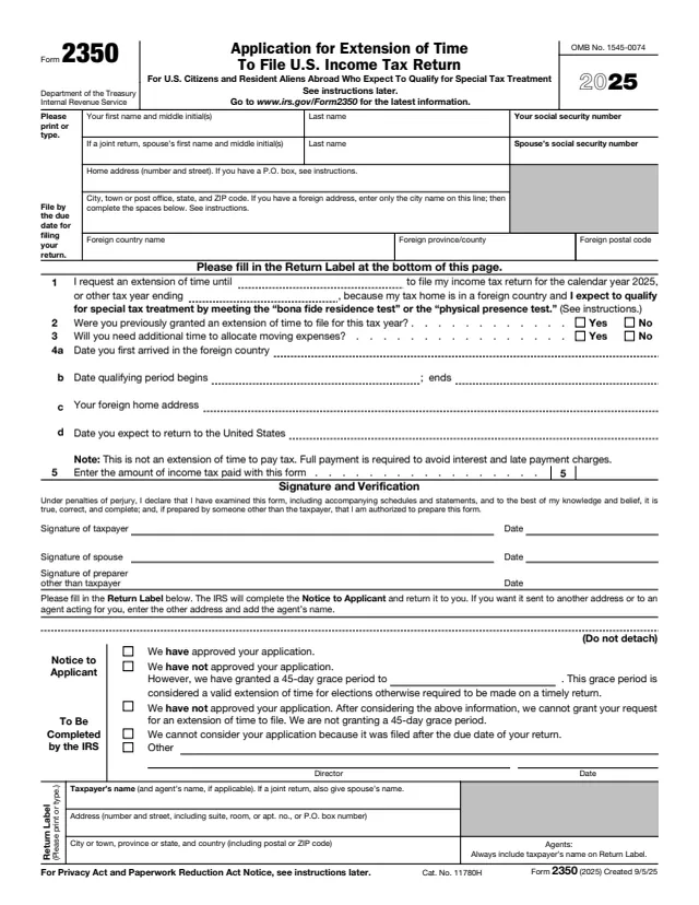 Page 1 of form 2350