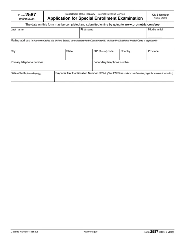 Page 1 of form 2587
