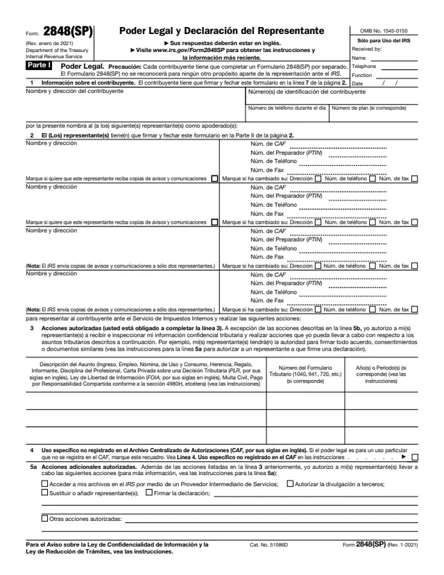 Page 1 of form 2848