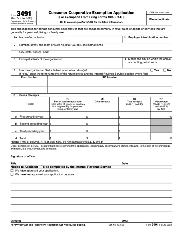 Page 1 of form 3491