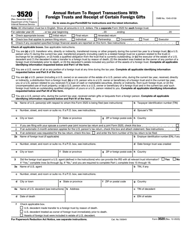 Page 1 of form 3520