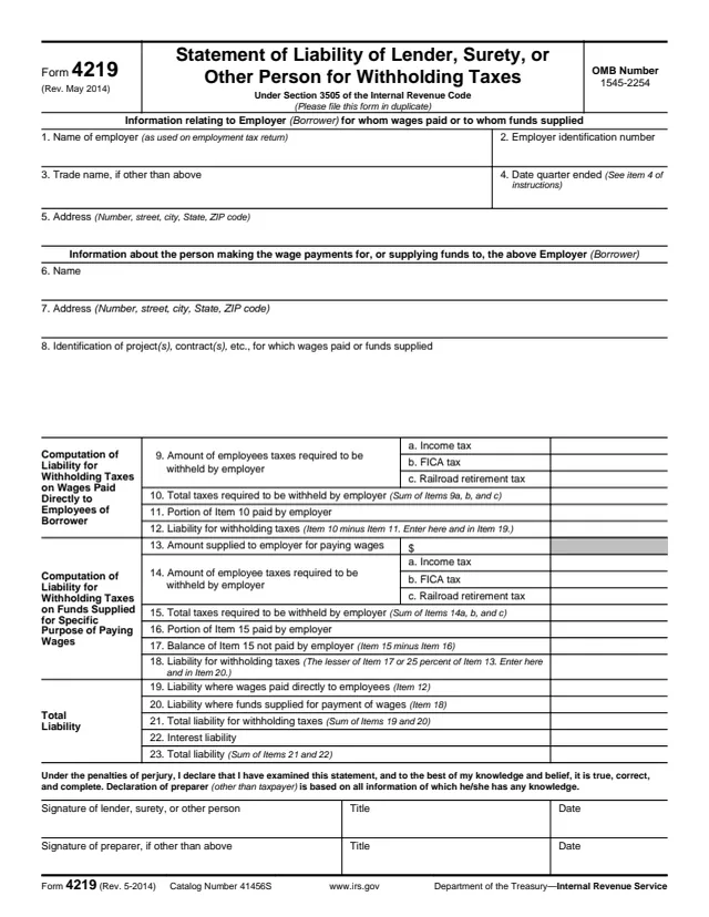 Page 1 of form 4219