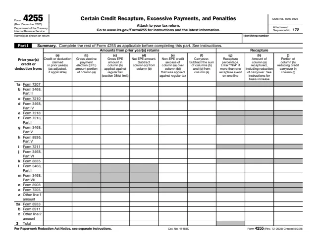 Page 1 of form 4255