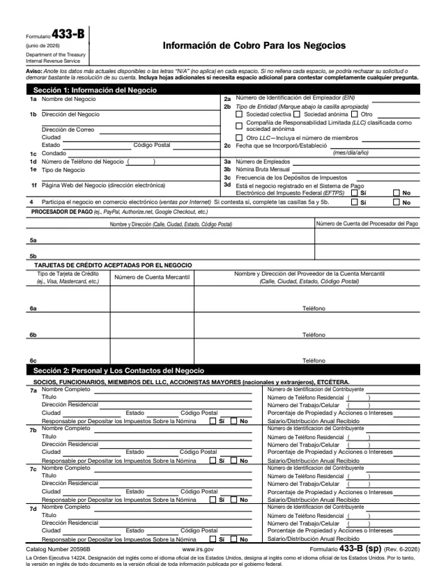 Page 1 of form 433-B