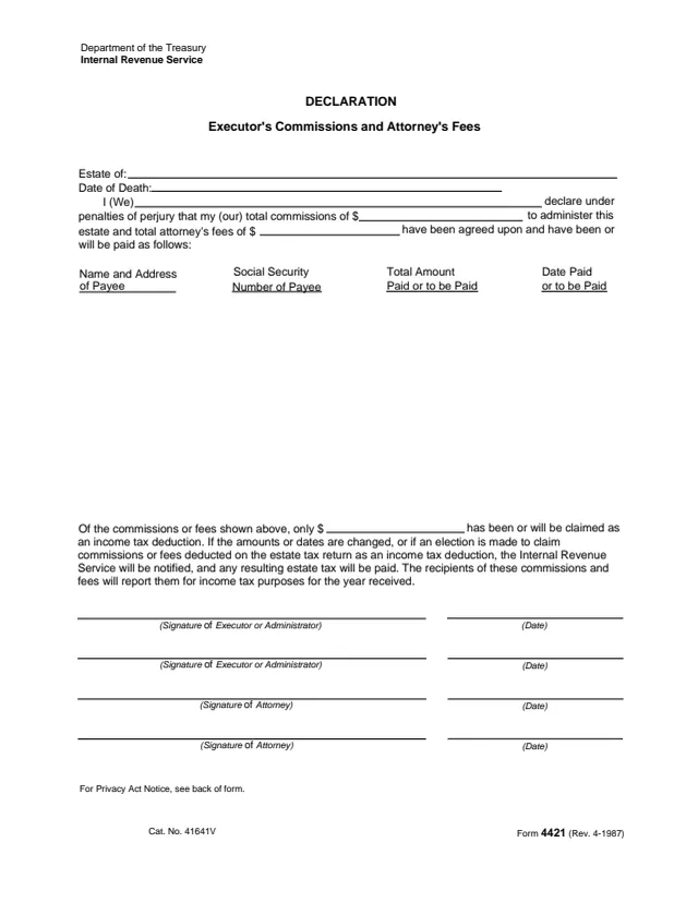 Page 1 of form 4421