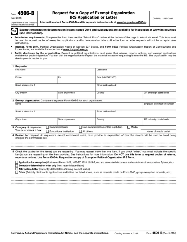 Page 1 of form 4506-B