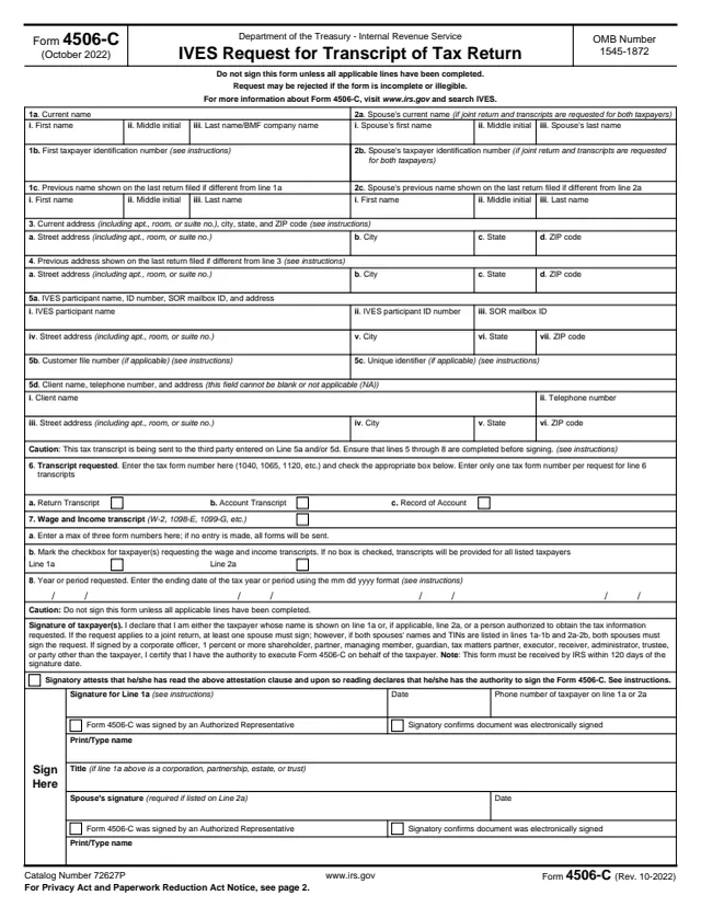 Page 1 of form 4506-C