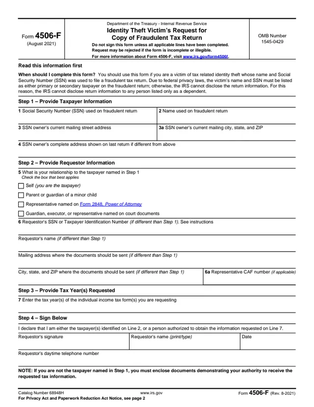 Page 1 of form 4506-F