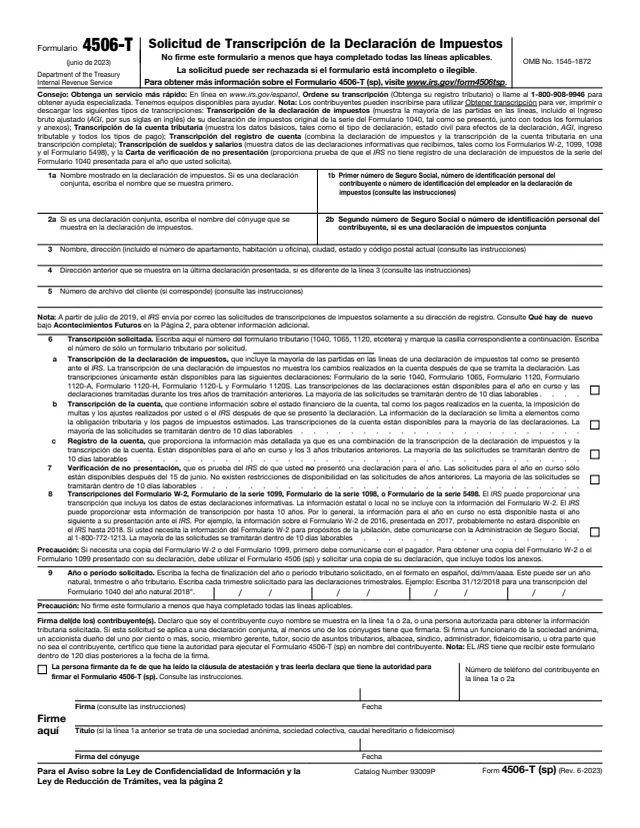 Page 1 of form 4506-T