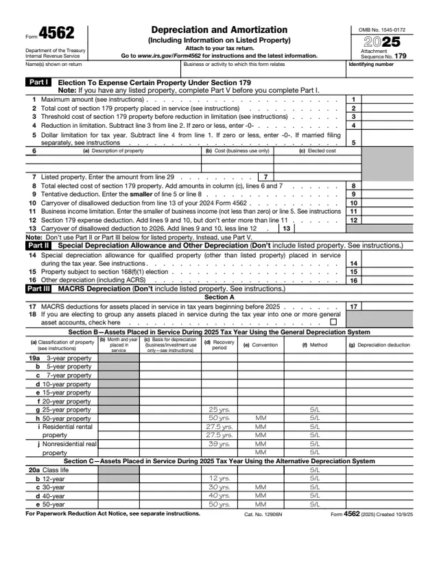 Page 1 of form 4562