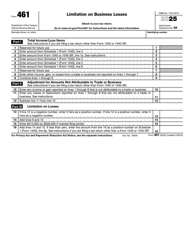 Page 1 of form 461