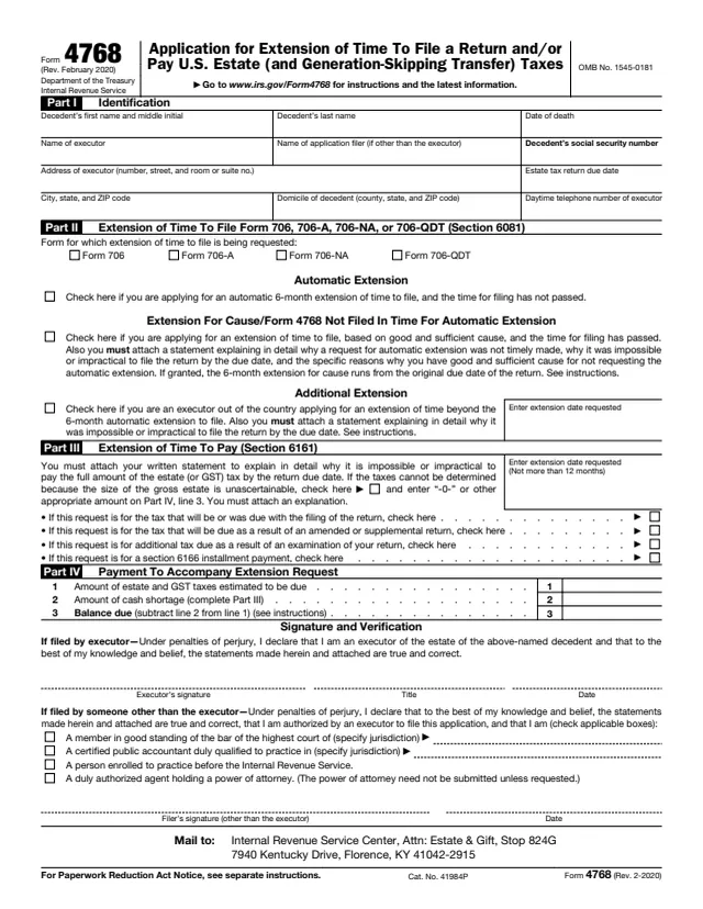 Page 1 of form 4768