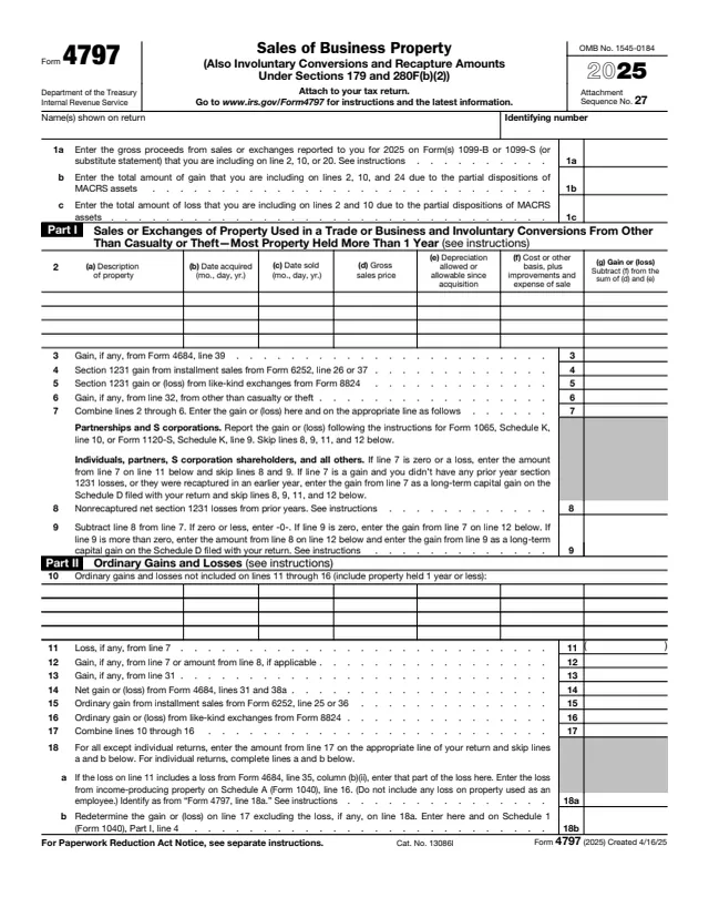 Page 1 of form 4797