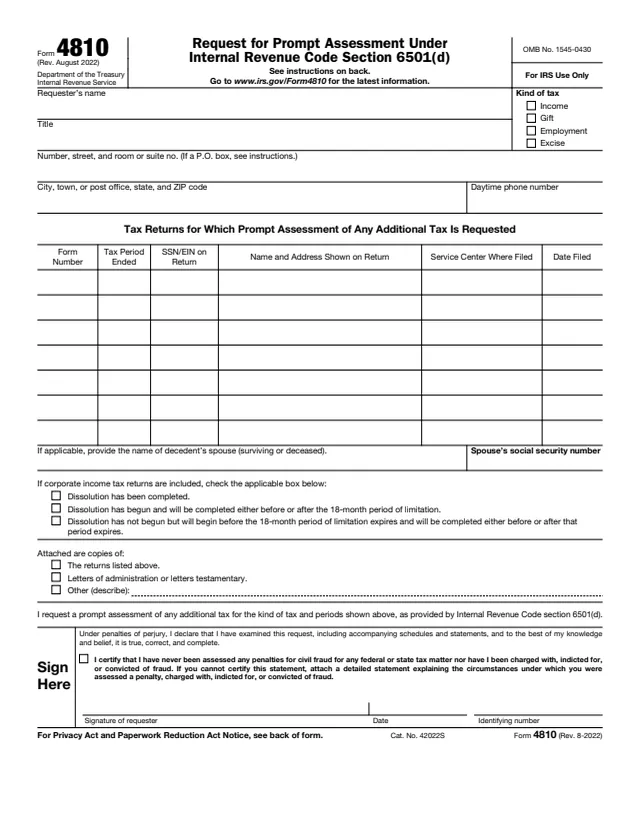 Page 1 of form 4810