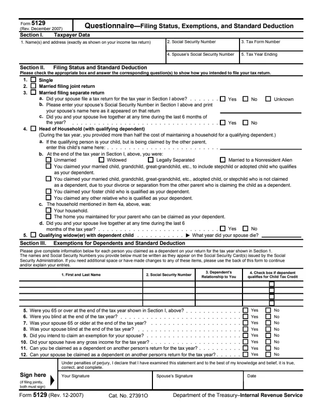 Page 1 of form 5129