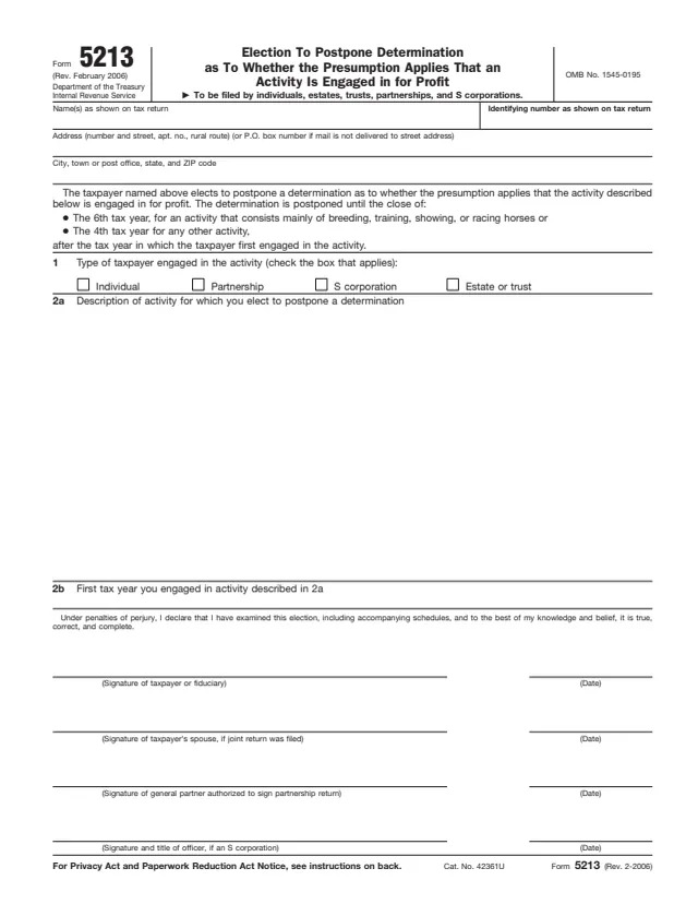 Page 1 of form 5213