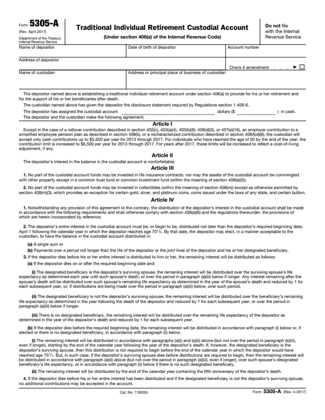 Page 1 of form 5305-A