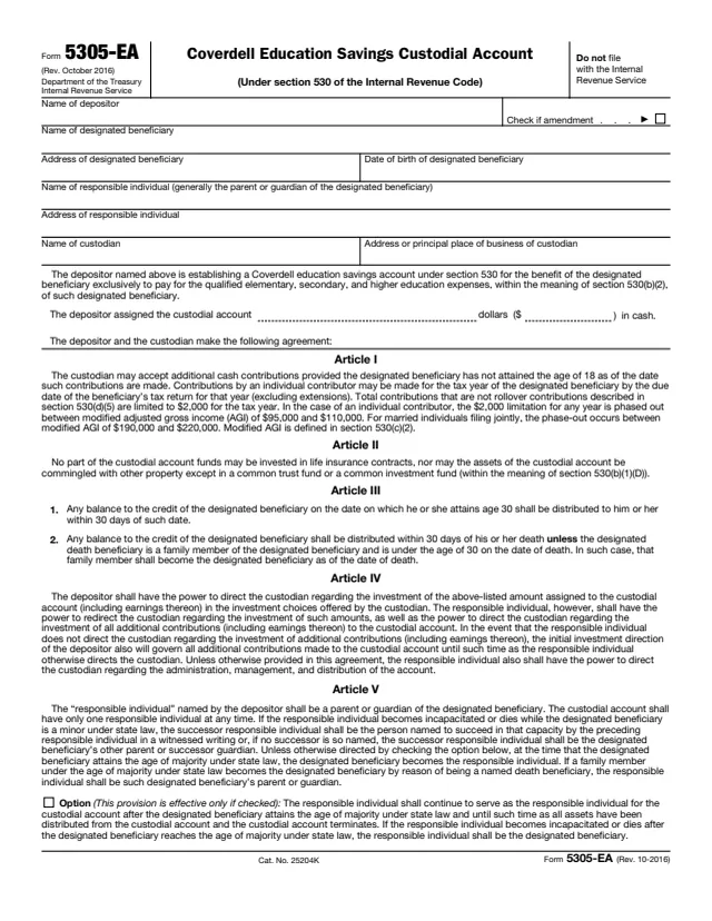 Page 1 of form 5305-EA