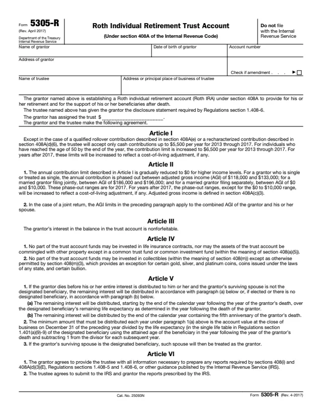 Page 1 of form 5305-R