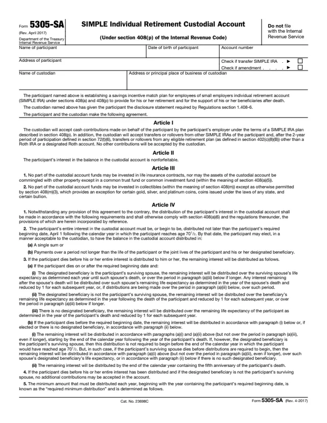 Page 1 of form 5305-S