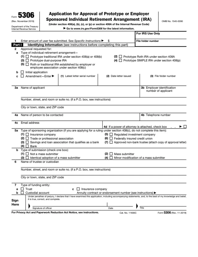 Page 1 of form 5306