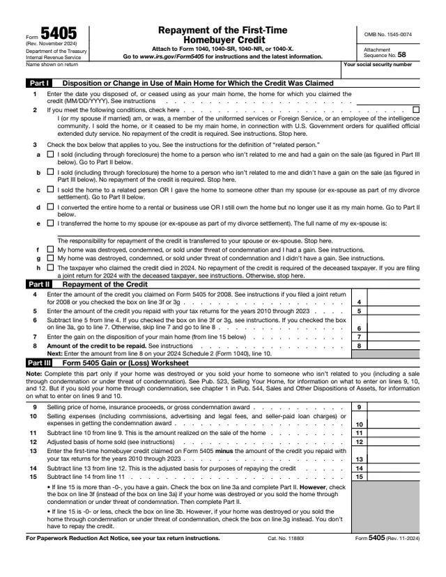 Page 1 of form 5405