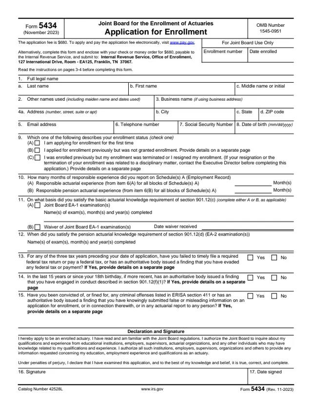 Page 1 of form 5434