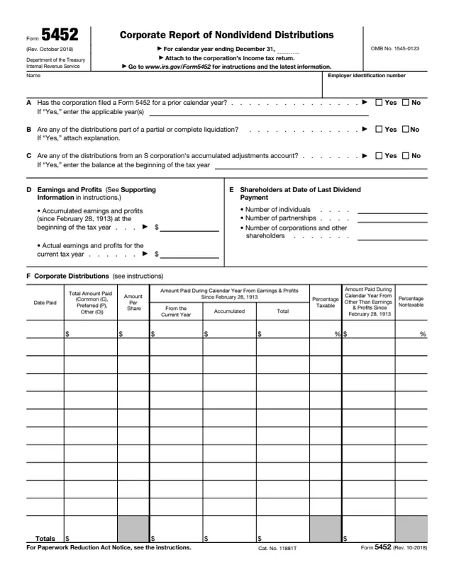 Page 1 of form 5452