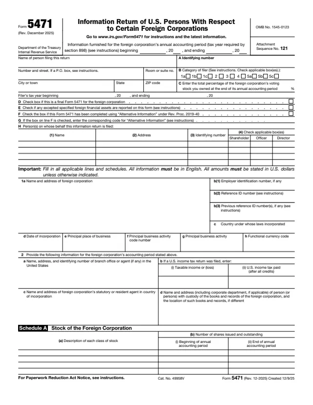 Page 1 of form 5471