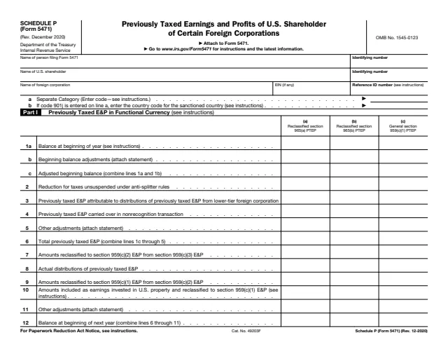 Page 1 of form 5471 Sch. P