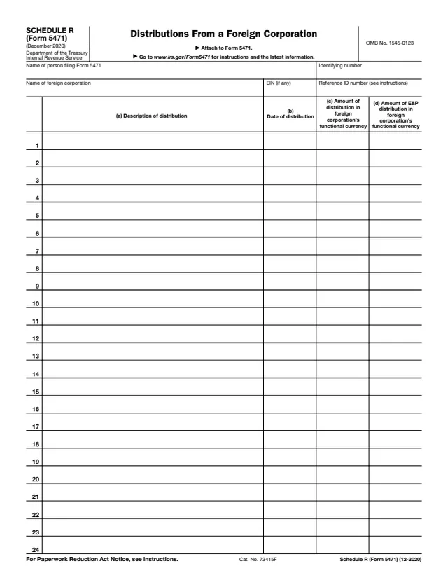 Page 1 of form 5471 Sch. R